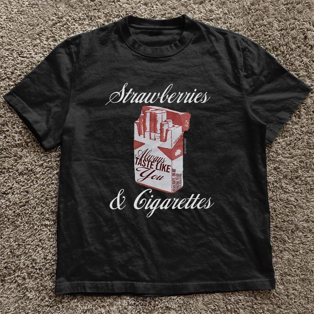 Black Strawberries C1Garettes Cotton T Shirt
